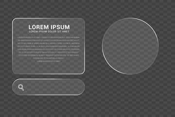 Frosted Glass Infographic Background with Modern Transparent UI Boxes for Data Visualization
