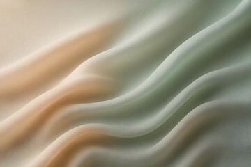 Fototapeta premium Soft flowing silk fabric in pastel peach and mint, backlit to reveal gentle curves and shadow gradients; abstract minimalism with delicate texture, high-resolution fine-art editorial quality