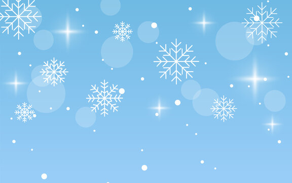 Snowflake blue background with winter landscape