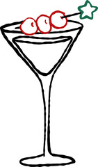 Hand Drawn Champagne, Wine Glass