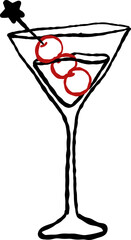 Hand Drawn Champagne, Wine Glass