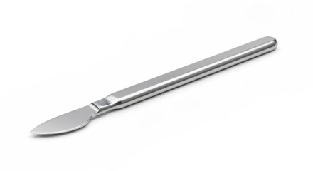 Fototapeta premium Scalpel with metal handle and sharp blade on a white surface
