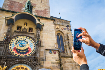 Prague, Czech republic - March 31, 2023. Astronomical clock in Old Town Square