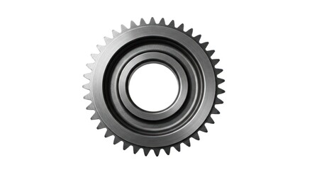 Single metal gear with central hole, many teeth, and concentric circles