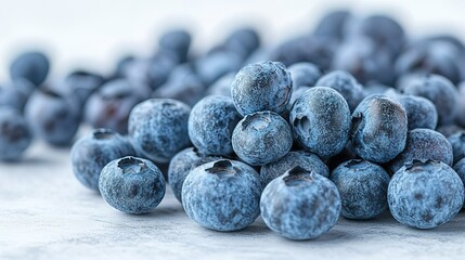 Pile of Fresh Blueberries on a Light Wooden Surface