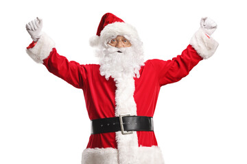 Santa Claus gesturing happiness with arms up