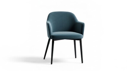 Obraz premium Teal upholstered armchair with black metal legs against a white background