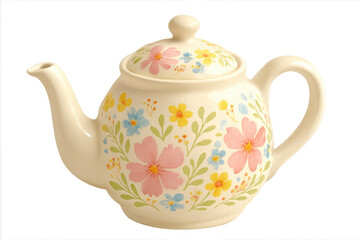 Ceramic teapot presenting colorful hand-painted floral pattern