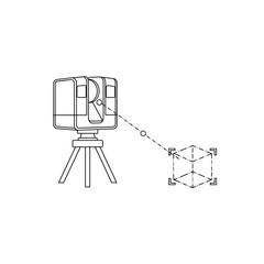 3D Laser Scanner Outline Icon, Data Acquisition Symbol