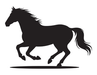 Galloping horse silhouette running wild vector illustration for equestrian design and equine themes