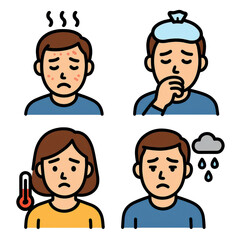 Emotional Expressions of Illness and Discomfort in Cartoon Style