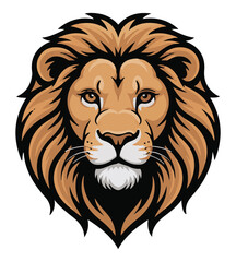 Lion head vector illustration fierce animal mascot isolated on white background for logo and emblem design