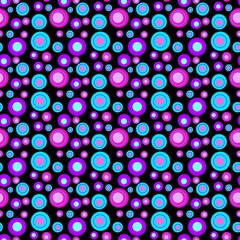 Vibrant Neon Circles Pattern on Black Background