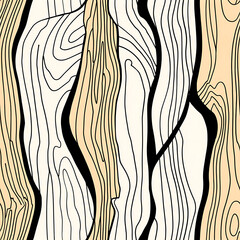 Seamless Abstract Wood Grain Line Pattern in Neutral Tones