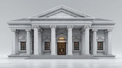 Obraz premium Classic stone bank building with columns and grand entrance