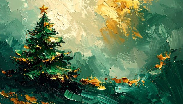 Fundo natal, &aacute;rvore de natal, plano de fundo, papel de parede, pintura, enfeite de natal, feriado, luz, dourado, verde, fundo natalino, ilustra&ccedil;&atilde;o, &oacute;leo em tela, cultura, dezembro, alegre, pinhas