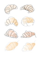 croissant isolated on white line art