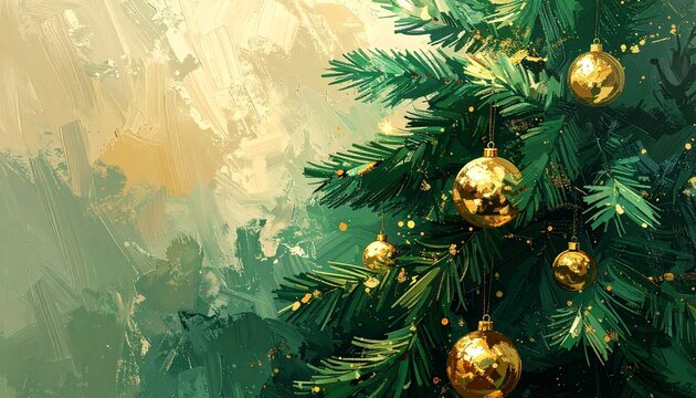 Fundo natal, &aacute;rvore de natal, plano de fundo, papel de parede, pintura, enfeite de natal, feriado, luz, dourado, verde, fundo natalino, ilustra&ccedil;&atilde;o, &oacute;leo em tela, cultura, dezembro, alegre, pinhas