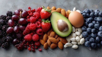 Fresh fruits and vegetables rich in natural vitamins and antioxidants