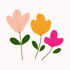 Hand drawn illustration vector chalk flower