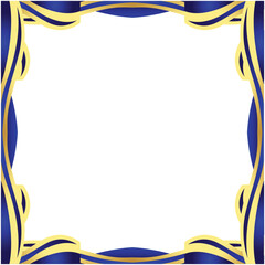 Elegant Blue and Gold Wavy Ribbon Decorative Frame
