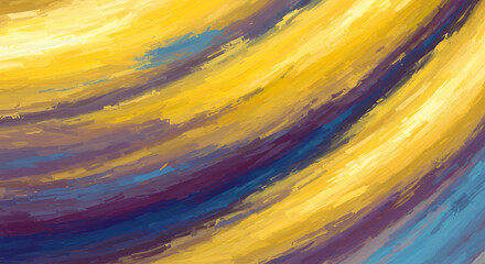Abstract Colorful Painting with Yellow Blue and Purple Brushstrokes in Artistic Style