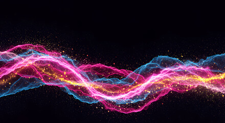 Vibrant Neon Light Waves Abstract Art Bright Colorful Energy Flow