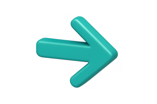 3d right arrow symbol pointing forward, indicating next step, navigation, or progress, transparent background