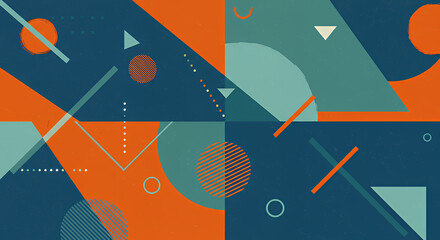 Abstract Geometric Pattern with Blue Orange and Green Shapes Modern Artistic Design