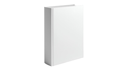 Naklejka premium Plain white hardcover book standing at an angle with no visible text or imagery, ideal for mockups, branding templates, or minimalist editorial concepts.