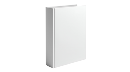 Plain white hardcover book standing at an angle with no visible text or imagery, ideal for mockups, branding templates, or minimalist editorial concepts.