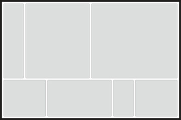 Grid layout with nine empty rectangular frames and rounded corners rectangles