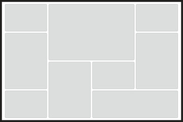 Grid layout with nine rectangular placeholders for content and rounded corners template