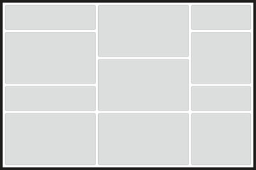 Grid layout with nine rectangular placeholders for content and rounded corners template