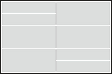 Grid layout with seven empty rectangular frames and rounded corners rectangles