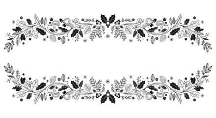 Elegant Floral Frame with Leaves and Berries.