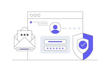 Two-step verification. OTP. Authentication password, one-time password for secure login for a account or app. Login page. Flat Cartoon Vector Illustration, icon Stylish abstract design landing page 