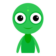 Funny green alien character with big eyes vector illustration