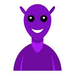 Purple alien smiling character simple design vector illustration