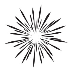 Fototapeta premium Black Radial Burst With Thin Streaks On White Background abstract graphic