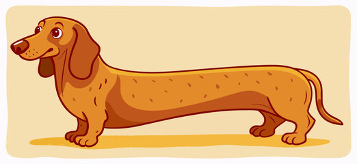 Charming Cartoon Dachshund Illustration: Adorable Wiener Dog Pet