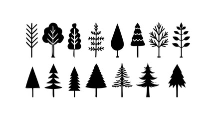 trees, tree, symbol, leaf, christmas, vector, forest,icons