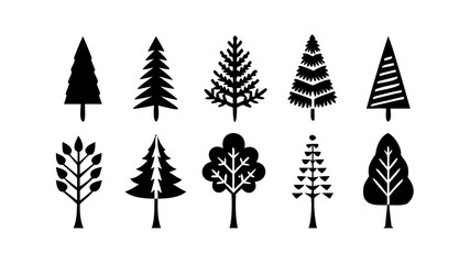 trees, tree, symbol, leaf, christmas, vector, forest,icons