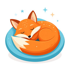 Vector PNG of a sleepy fox curled into a fluffy ball, radiating calm and coziness, perfect for nature, wildlife, and animal-themed projects requiring cute and peaceful illustrations
