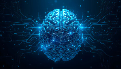 Digital neural network with glowing cyan nodes on dark abstract background     


