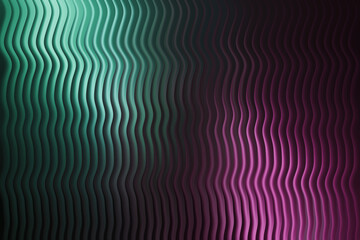 Abstract dark background with green and pink wavy lines and smooth gradient