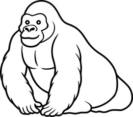 Simple outline drawing of a seated gorilla with a friendly expression