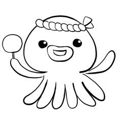 塗り絵　タコのイラスト