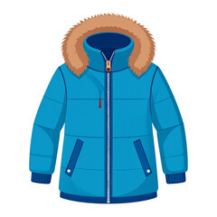 Vector PNG of a winter jacket with fur-lined hood and zipper, perfect for cold weather, outdoor fashion, or winter apparel designs. Cozy, warm, and stylish winter wear illustration