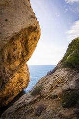 sea view between rocks